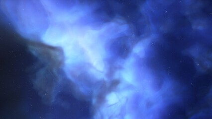 Cosmic background with a blue purple nebula and stars
