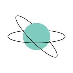 Planet Space Cosmos Satellire Globe Sphere Atom  Molecule Astronomy Round Label Icon. Celestial Planet Orbit Symbol Template. Graphic Boho Simple Planet.