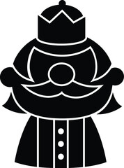 Black and White Cartoon Illustration Vector of a King in a Crown with Jewels and Robes