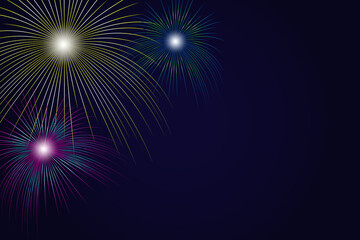 Obraz premium Firework vector illustration. Independence Day. Bright explosions. Festive sparks and explosions. Light effect. Element for yor design. Vector graphics. Sunburst collection. Bursting golden rays