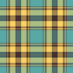 Plaid seamless pattern in green. Check fabric texture. Vector textile print.