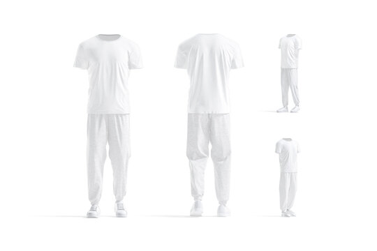 Blank white sport uniform mockup, different views
