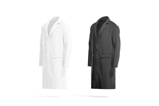 Blank black and white wool coat mock up, isolated