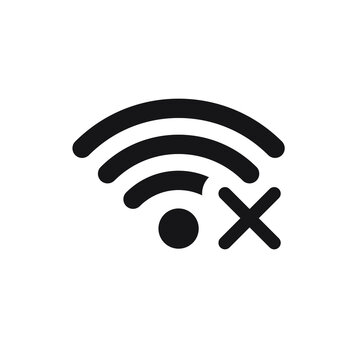 No connection. Wifi disconnected icon. No signal. Vector graphic illustration. Simple wi-fi wave symbol, no wireless internet connection stock image. web connection lost