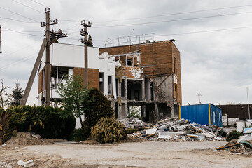 Houses and buildings destroyed in Ukraine due to the war