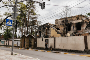 Houses and buildings destroyed in Ukraine due to the war