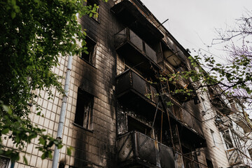 Houses and buildings destroyed in Ukraine due to the war