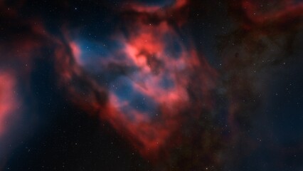 Fototapeta premium red-violet nebula in outer space, horsehead nebula, unusual colorful nebula in a distant galaxy, red nebula 3d render 