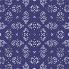 white pattern on a blue background, seamless background, endless texture for printing on paper, textiles, fabrics and tableware, for festive packaging and web design