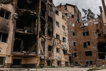 Houses and buildings destroyed in Ukraine due to the war