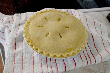 Uncooked Fresh Pie Ready to be Baked in the Oven