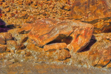 Rocky environment at Sinai peninsula during hot summer day.