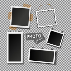 set of photo frames of different sizes and styles, vector illustration