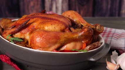 baked or fried thanksgiving chicken or turkey close-up