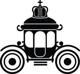 Black and White Cartoon Illustration Vector of a Royal Horse Drawn Carriage