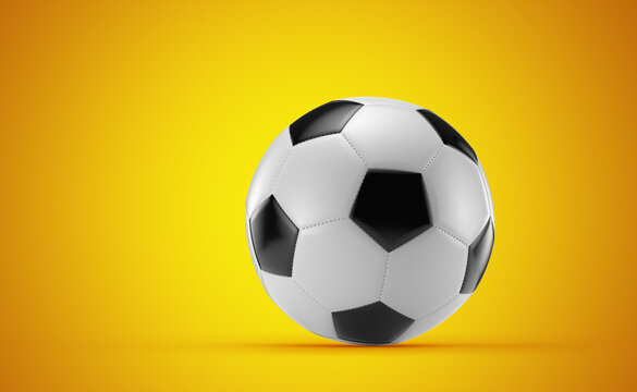 soccer ball on a yellow background, 3D rendering