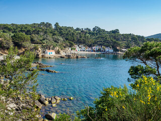 Fototapeta na wymiar View of secluded cove S'Alguer near Palamos, Catalonia