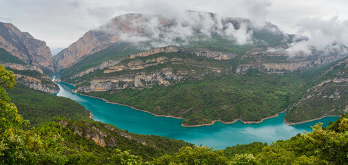 Fototapeta na wymiar Montrebei gorge over Canelles reservoir , Catalonia, Spain.