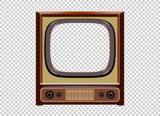 Vector retro television mock up isolate on transparent grid