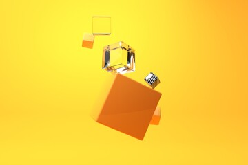 Abstract 3D render illustration of cube shapes