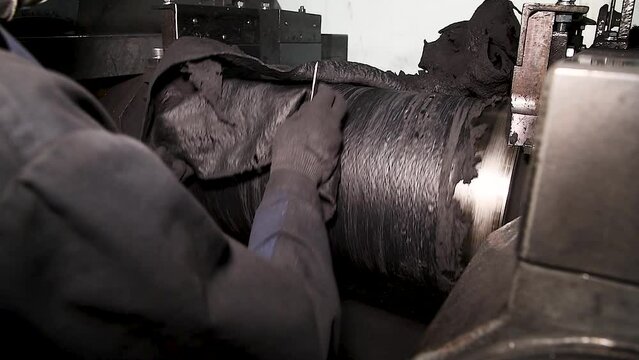 Rubber production at the factory