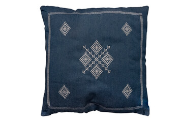 Blue decorative pillow.