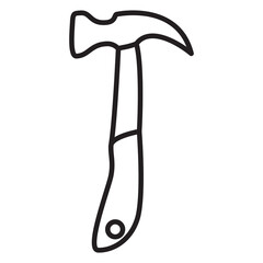 Hammer tool for work.Rubber mallet.Outline  illustration. Isolated on white background.