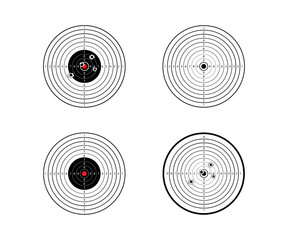 Target Shooting Icon Vector with Red Centre, Shooting Target Vector.