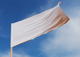 3d visualization, waving flag of the country, patriotic symbol of the state - White flag, peaceful
