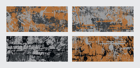 Set or rusty grunge texture horizontal banner backgrounds. Abstract colored grungy patterns.