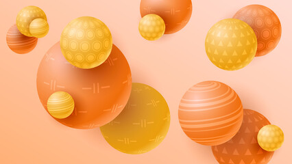 Abstract 3D Orange Modern Background With Sphere Balls Shadows Backdrop Wallpaper Decoration Vector Design Style Decoration Banner
