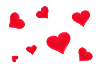 red hearts isolated on a white background