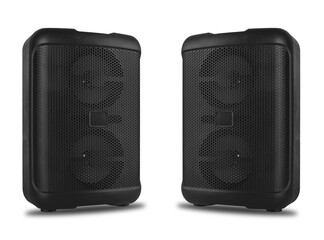 acoustic sound system, speakers, on a white background