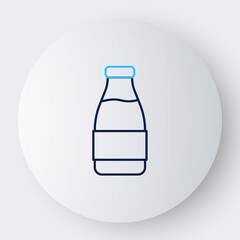 Line Closed glass bottle with milk icon isolated on white background. Colorful outline concept. Vector