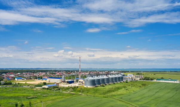 view from the height of the oil storage in the field