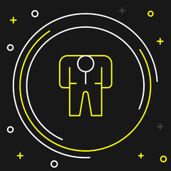 Line Beekeeper costume icon isolated on black background. Special protective uniform. Colorful outline concept. Vector