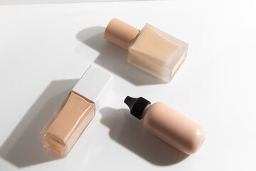 mockup of makeup powder foundation primer cc cushion concealer skin care bottle cosmetic tube of beauty, healthcare branding packaging