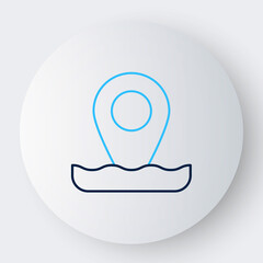 Line Location fishing icon isolated on white background. Fishing place. Colorful outline concept. Vector