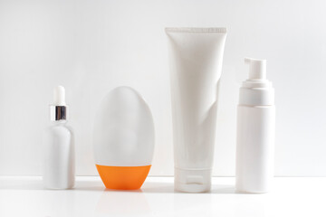 mockup of sunscreen protection spf tube for skin care cosmetic product branding, cream lotion bottle tube