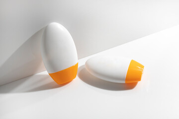 mockup of sunscreen protection spf tube for skin care cosmetic product branding, cream lotion...