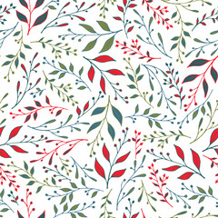 Summer leaf stem pattern seamless vector.