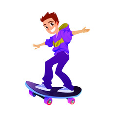 Cool boy on skateboard