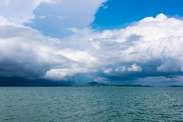 approaching tropical storm on a tropical island in Thailand