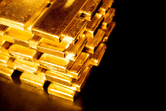 stacked gold bars, gold reserves, stocks