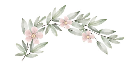 Floral wreaths - Hand drawn, isolated frames, flowers and leaves bouquets, wedding botanical