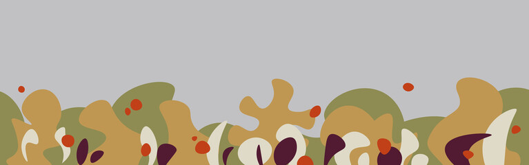 Seamless floral vector border. Fluid cartoon style