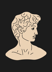 Vector Michelangelo's David bust. Aesthetic contemporary art. Vector illustration. Modern drawing, abstract art.	