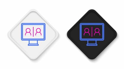 Line Video chat conference icon isolated on white background. Online meeting work form home. Remote project management. Colorful outline concept. Vector