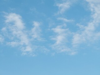 Full frame of pretty blue sky with pale white cloud formation