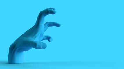 3d render aggressive hand side view only blue